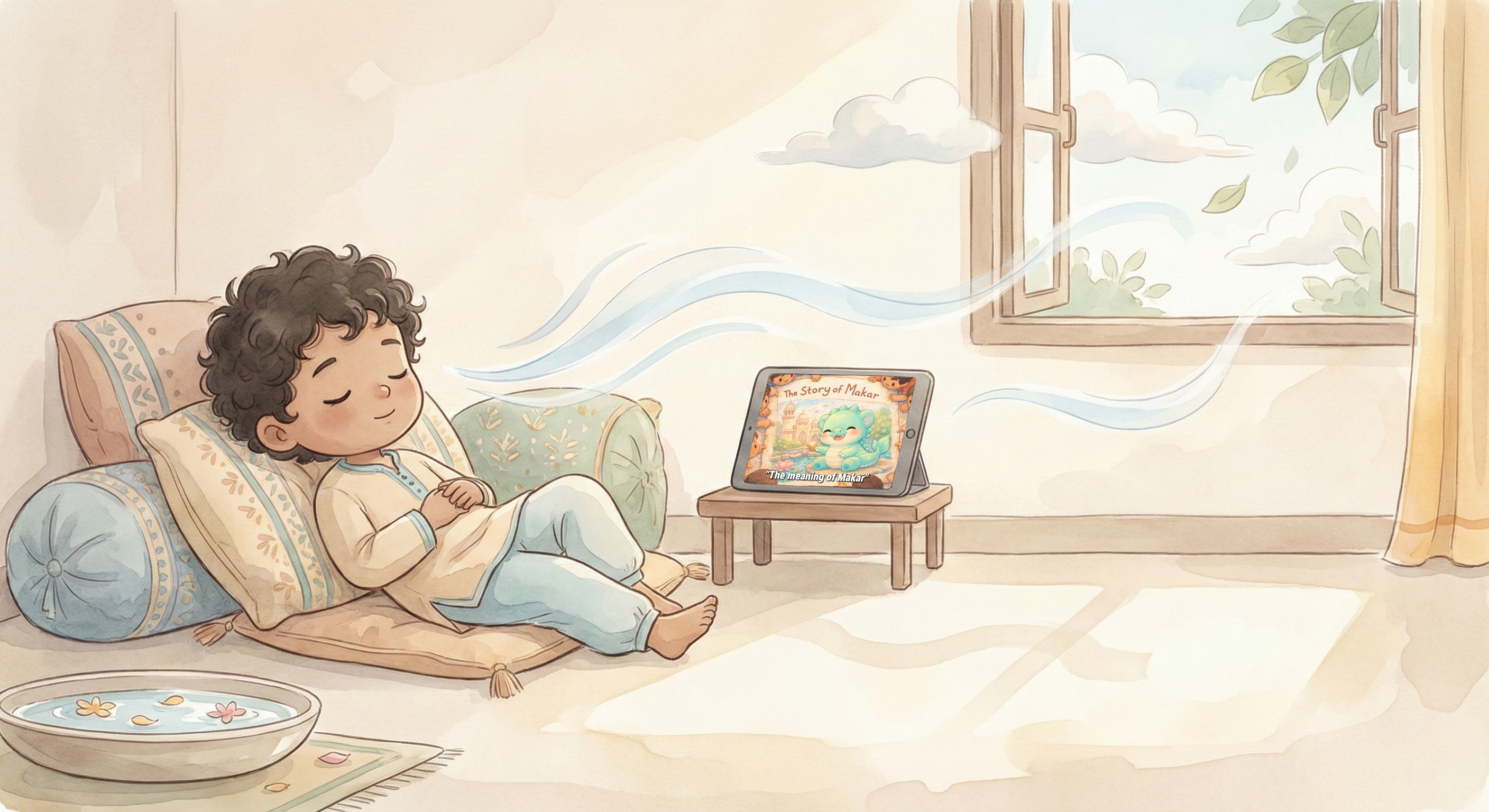 Child relaxing in calm learning environment